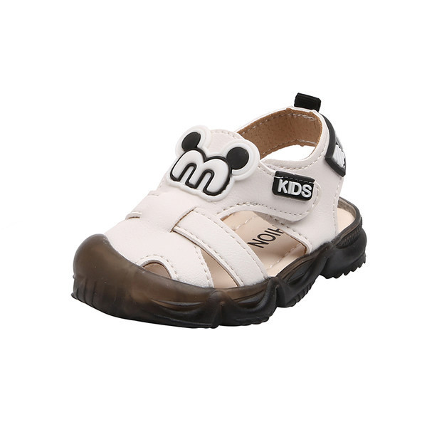 Sandale luminoase bebelusi pentru baieti din piele ecologica cu autocolante