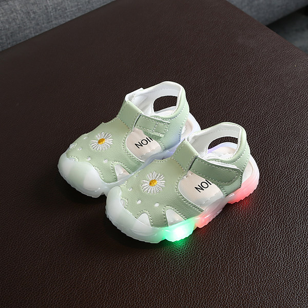 Sandale luminoase pentru bebelusi cu autocolante si aplicatie