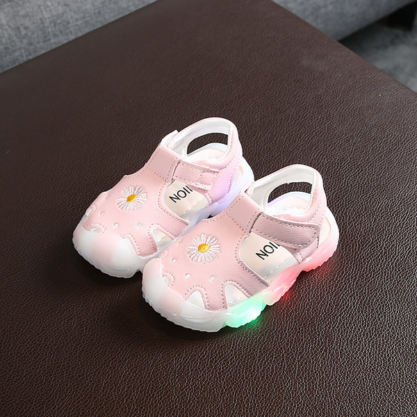 Sandale luminoase pentru bebelusi cu autocolante si aplicatie