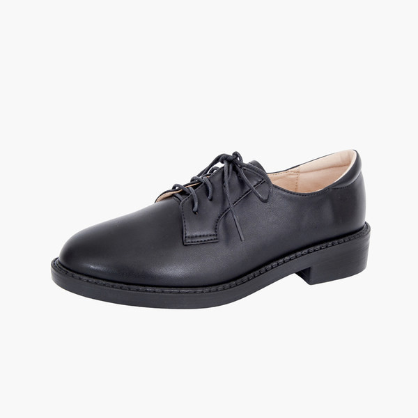 Pantofi casual dama din piele ecologica cu sireturi de culoare neagra