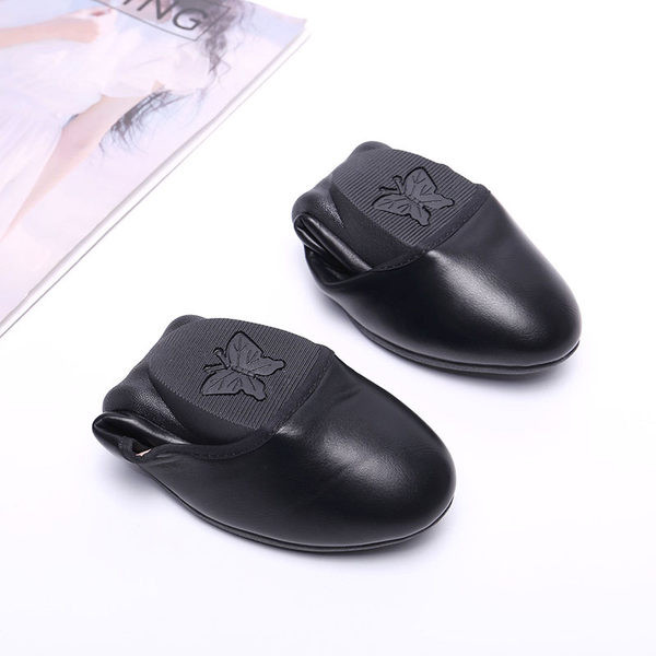 Pantofi casual de damă din piele cu talpă plată în negru