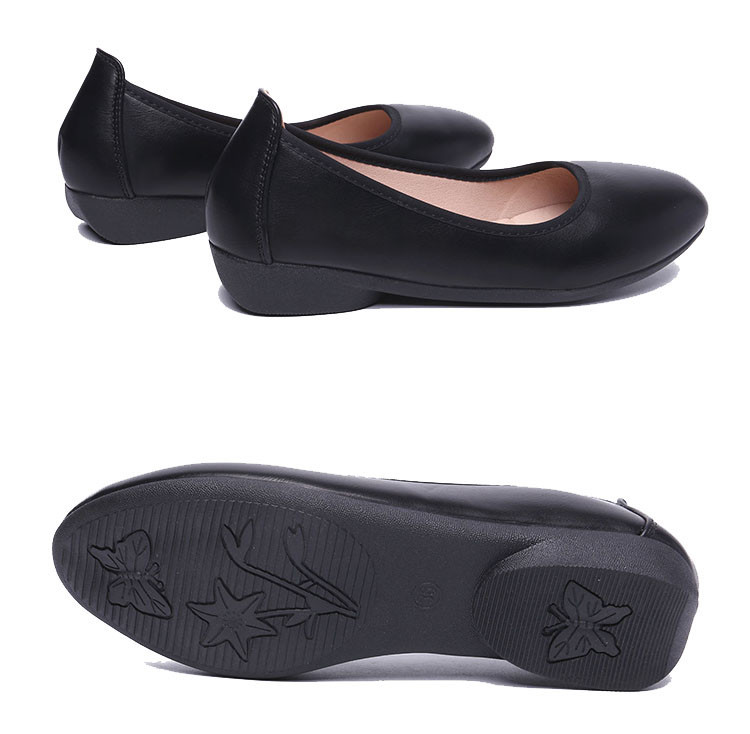 Pantofi casual de damă din piele cu talpă plată în negru