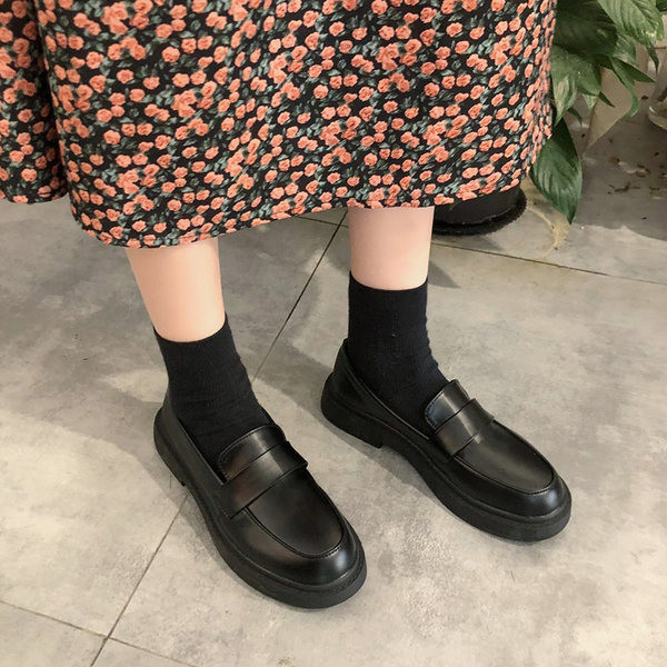 Model nou de pantofi casual dama din imitatie de piele de culoare neagra