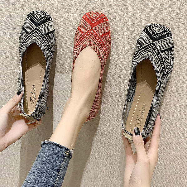 Pantofi casual de dama in rosu si negru cu talpa plata