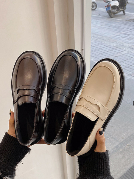 Pantofi casual din piele cu talpa plate - in trei culori