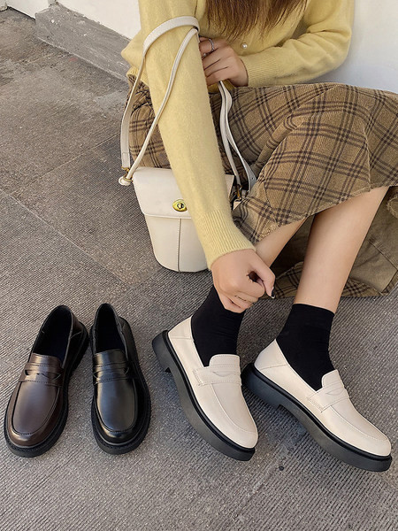 Pantofi casual din piele cu talpa plate - in trei culori