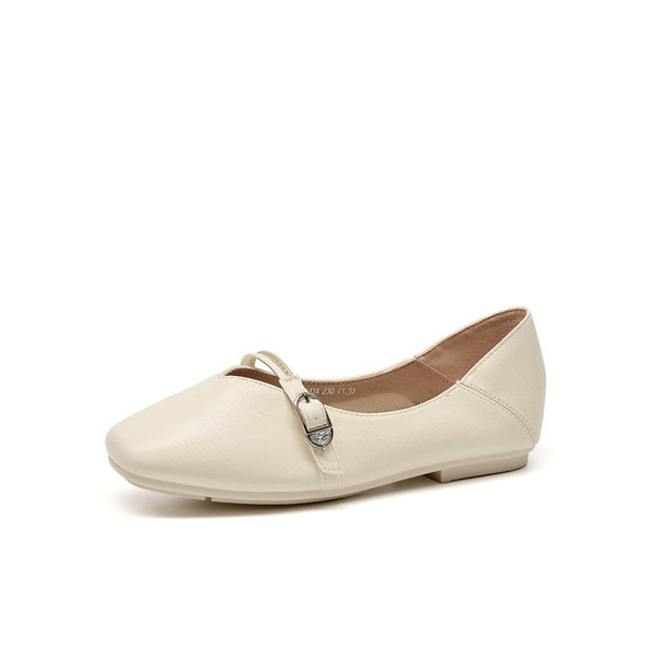 Pantofi casual de dama din piele cu curea