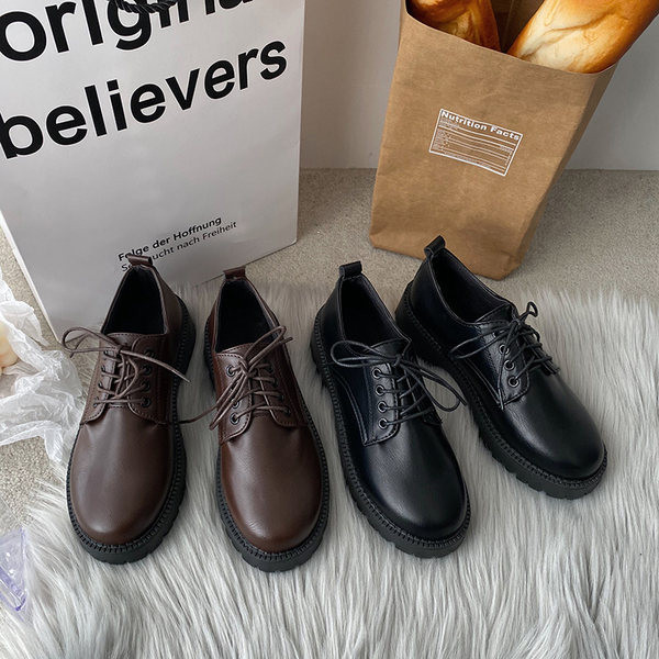 Pantofi casual dama cu sireturi si talpa aspra - negru si maro