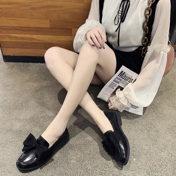 Pantofi casual dama din piele cu panglica