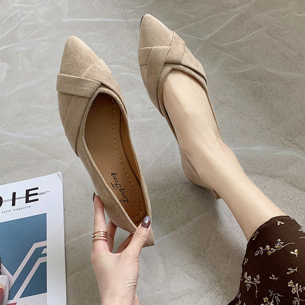 Pantofi dama casual din piele intoarsa - model ascutit