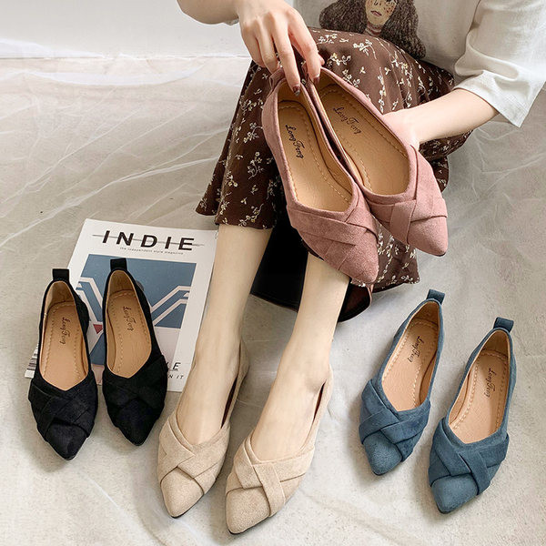 Pantofi dama casual din piele intoarsa - model ascutit