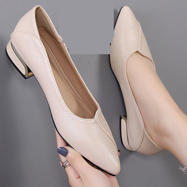 Pantofi de dama ascutit cu toc din imitatie de piele