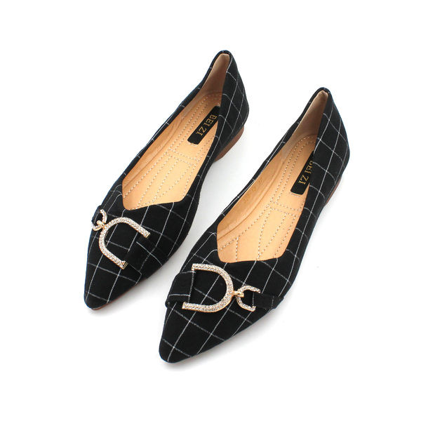 Tekstila rūtaini apavi ar metāla apdari