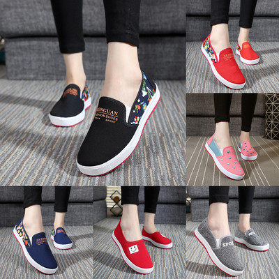 Women`s textile shoes with inscription and applique several models