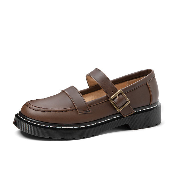 Pantofi casual dama din piele cu catarama