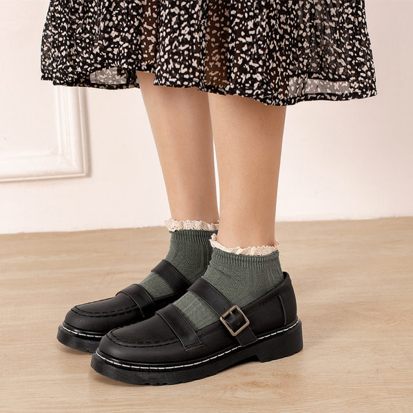 Pantofi casual dama din piele cu catarama