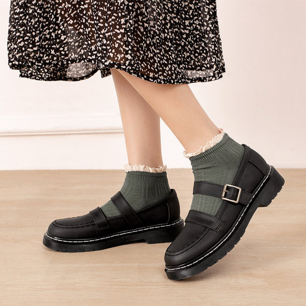 Pantofi casual dama din piele cu catarama