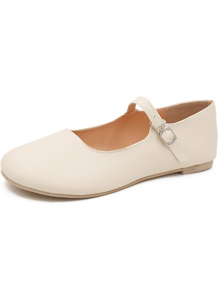 Vienkāršs sieviešu ādas apavu modelis ar plakanu zoli