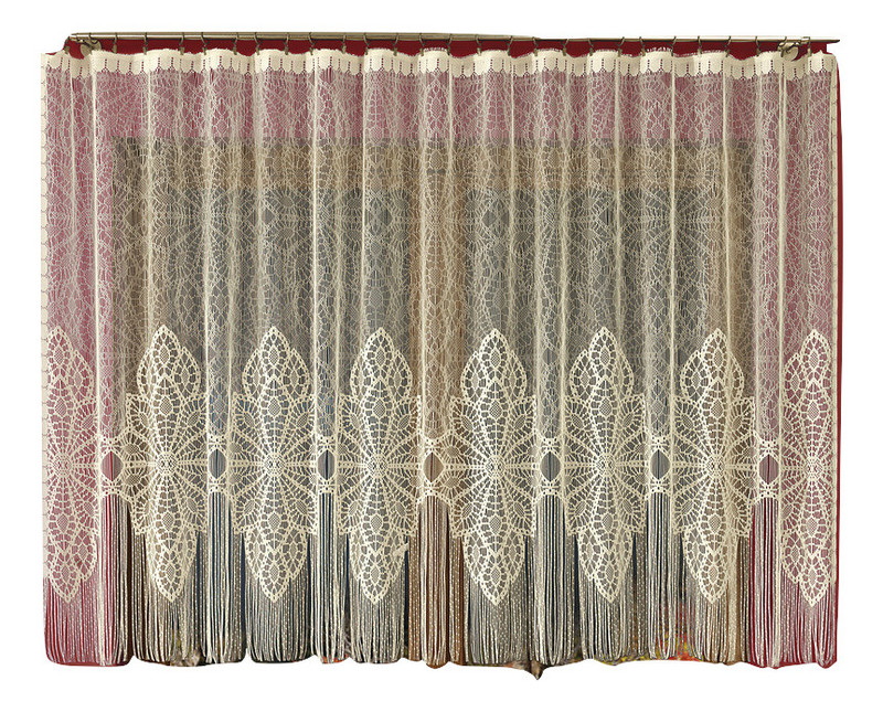 Перде дантела и ресни, с ширит лента 160x300 cm, 100% Полиестер, Крем