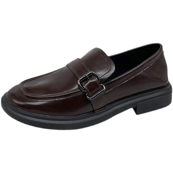 Sieviešu ādas apavi ar sprādzi melnā un brūnā krāsā