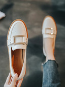 Mocasini casual de dama cu talpa plata si catarama metalica