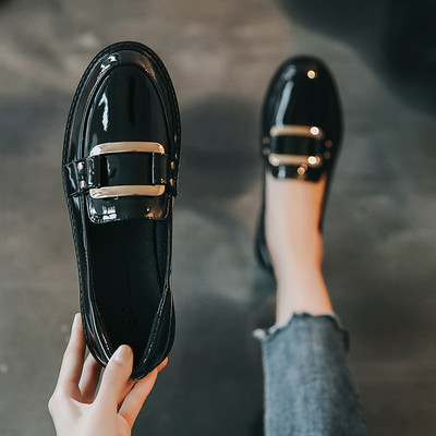 Mocasini casual de dama cu talpa plata si catarama metalica