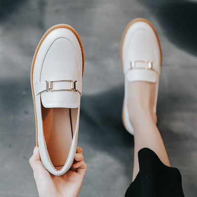 Mocasini casual de dama cu talpa plata si catarama metalica