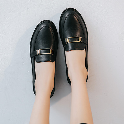 Mocasini casual de dama cu talpa plata si catarama metalica