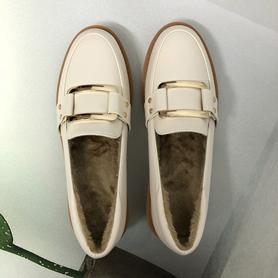 Mocasini casual de dama cu talpa plata si catarama metalica