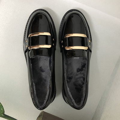 Mocasini casual de dama cu talpa plata si catarama metalica