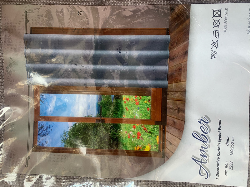 Дълго Перде с халки Amber 233, 150x250 cm, 100% Полиестер, Сив