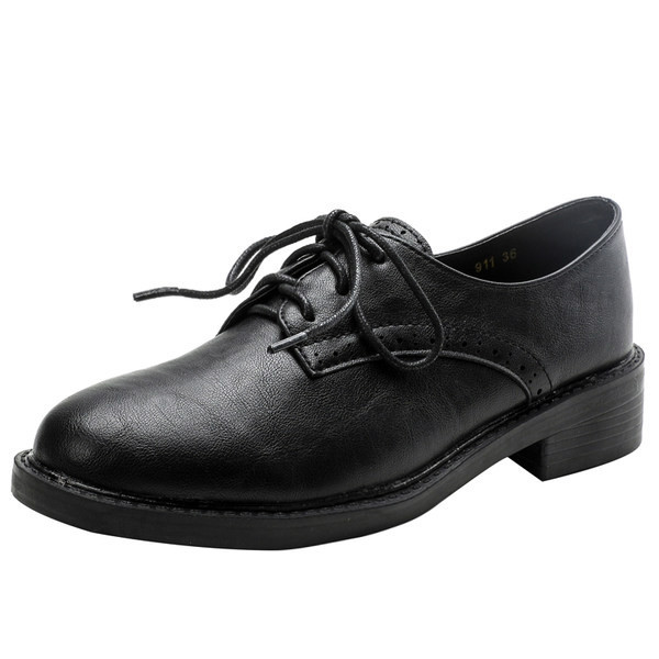 Pantofi de dama de primavara din imitatie de piele cu sireturi