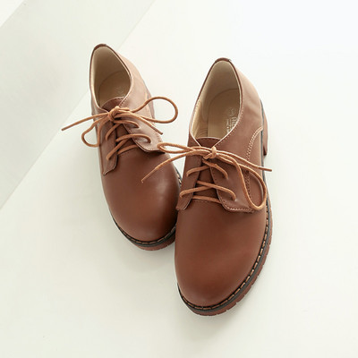 Pantofi de dama de primavara din imitatie de piele cu sireturi - trei culori