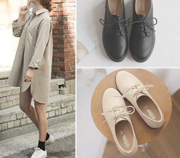 Pantofi de dama de primavara din imitatie de piele cu sireturi - trei culori