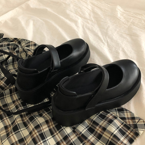 Pantofi de dama din piele cu talpa groasa si velcro