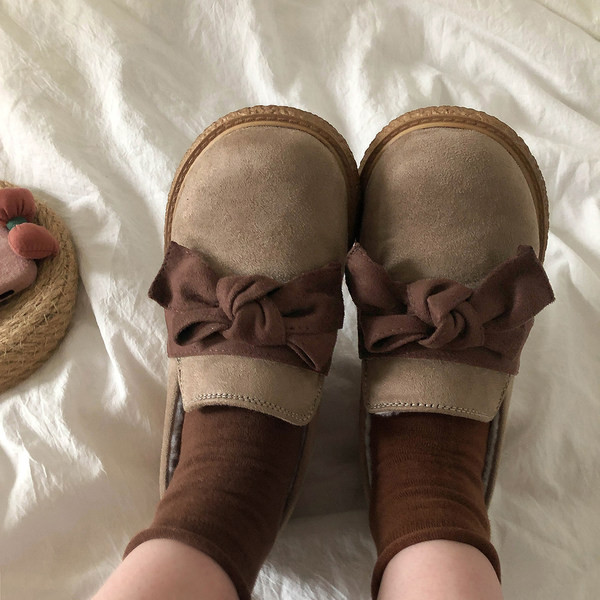 Pantofi dama din piele intoarsa ecologica cu panglica