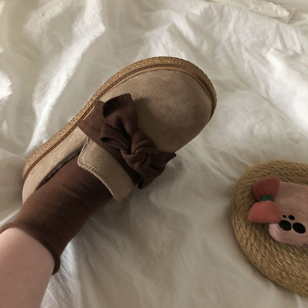 Pantofi dama din piele intoarsa ecologica cu panglica