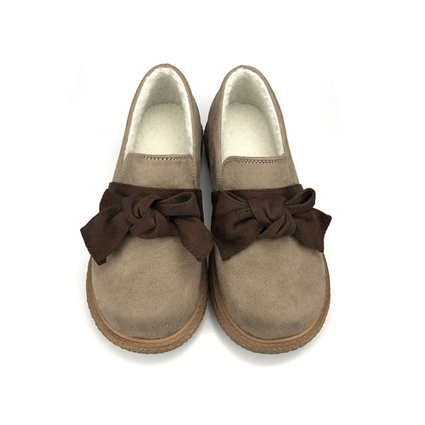 Pantofi dama din piele intoarsa ecologica cu panglica