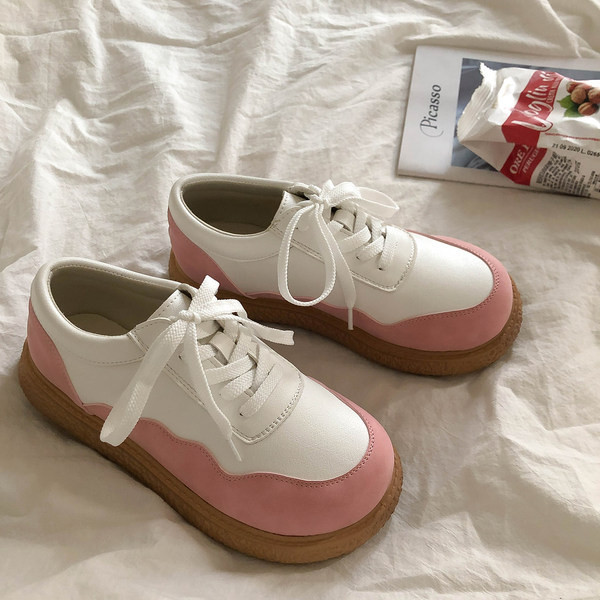 Pantofi casual din piele ecologica cu sireturi si talpa plata