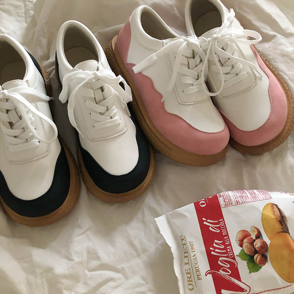 Pantofi casual din piele ecologica cu sireturi si talpa plata