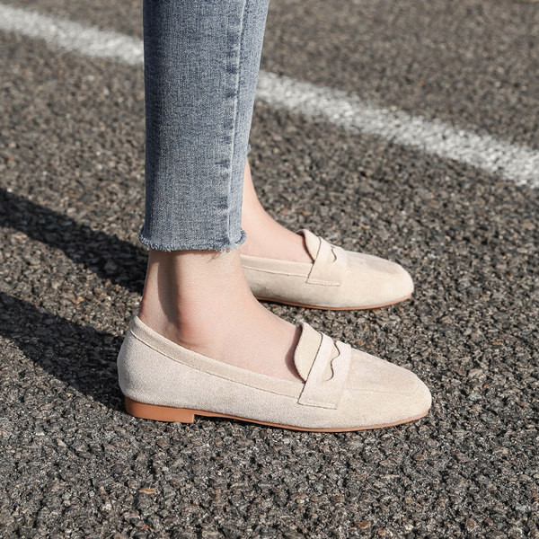 Pantofi casual dama cu talpa plata - piele intoarsa ecologica