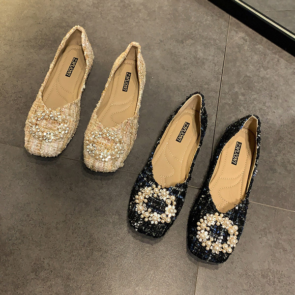 Pantofi casual dama cu perle si pietre