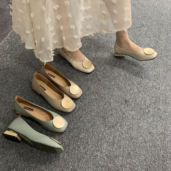 Pantofi casual dama din piele cu element metalic