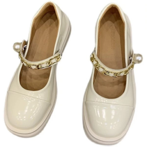 Pantofi moderni de dama cu talpa plate si perle in mai multe culori