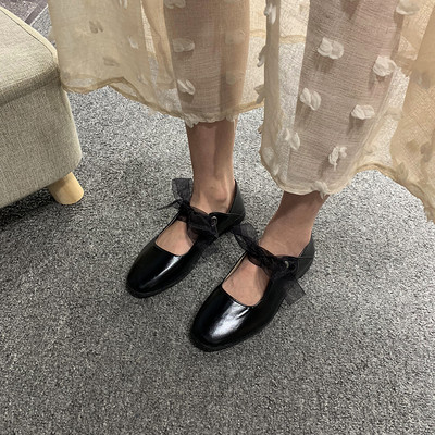 Pantofi casual dama cu talpa plate si panglica din tul