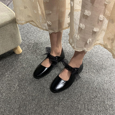 Pantofi casual dama cu talpa plate si panglica din tul