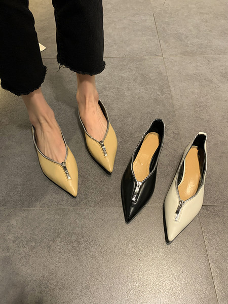 Sieviešu ikdienas smailas kurpes ar rāvējslēdzēju