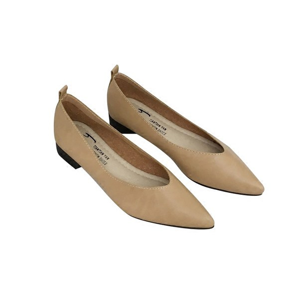 Pantofi de dama din piele model ascutit cu talpa plate