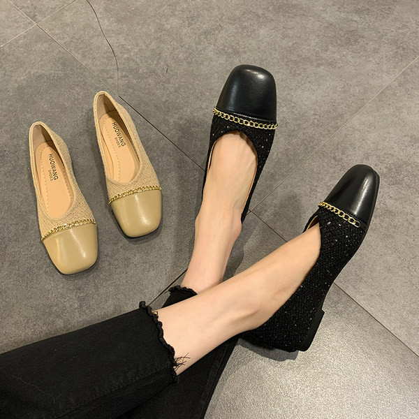 Pantofi casual dama cu lant metalic in doua culori