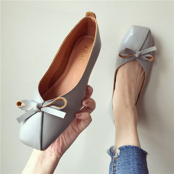 Дамски ежедневни квадратни обувки от еко кожа с панделка